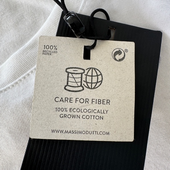 Massimo Dutti Short Sleeve White Tshirt - 100% Cotton - Size Medium - Picture 5 of 8